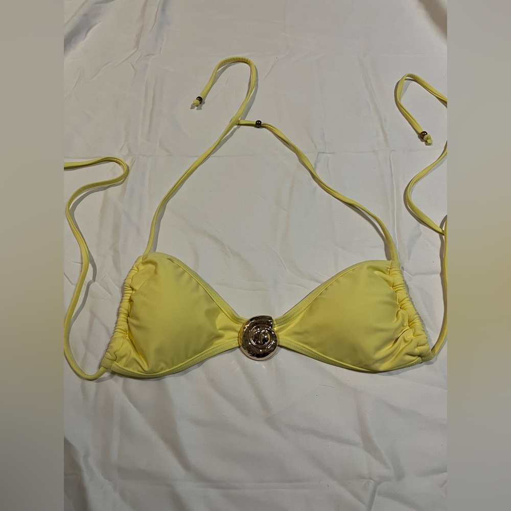 Yellow Bikini Top with Gold Accent